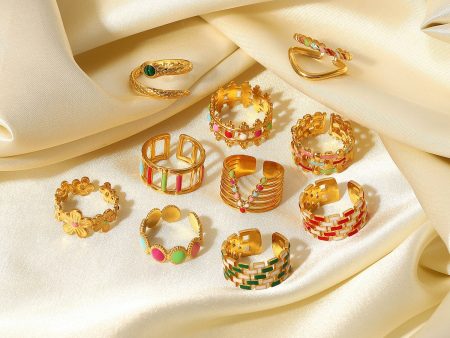 Wholesale 18K Gold Plated Colored Stainless Steel Rings Online Hot Sale