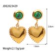 Wholesale 18K Gold Plated Malachite Heart Earrings Stainless Steel For Cheap