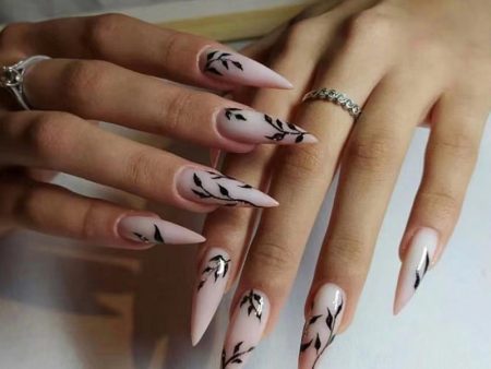 Wholesale Pointed Nail Simple Leaf Manicure Glue Online Sale