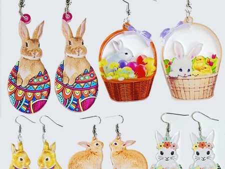 Wholesale 2 Pairs Pack Easter Cute Printed Acrylic Earrings on Sale