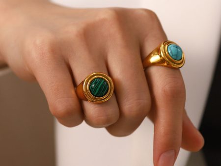 Wholesale 18K Gold Turquoise Stainless Steel Rings For Cheap