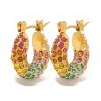 Wholesale 18K Gold Plated Pave Colorful Full Diamond Earrings Stainless Steel Cheap