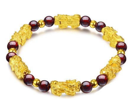 Wholesale Bracelet Copper Gold Plated 3D Hard Gold Pixiu Beaded Bracelet OLY-BT-DSL002 Cheap