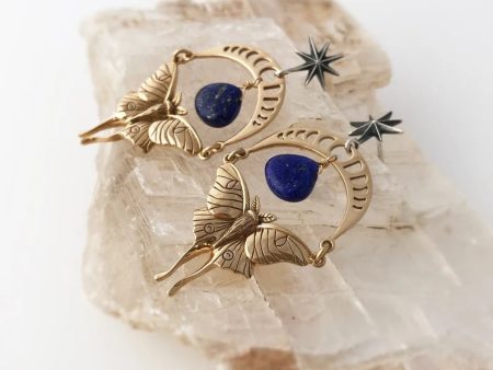 Wholesale Vintage Octagram Lapis Alloy Earrings on Sale