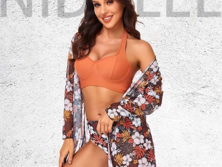 Wholesale Three Piece Beach Cover Up Polyester Swimwear on Sale