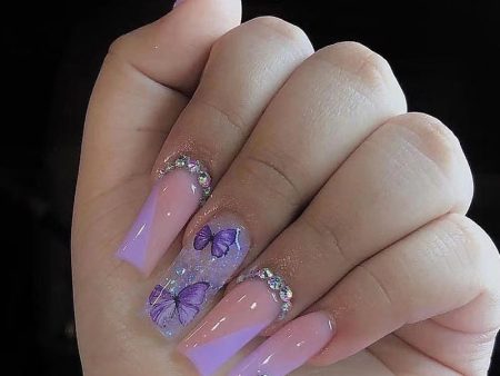 Wholesale Resin Crushed Diamond Ice Cream Taro Purple Butterfly Nail Art Online