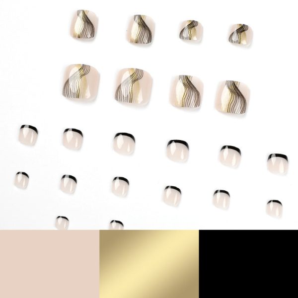 Wholesale Plastic Black Edge Gold Line Nail Art for Feet Discount