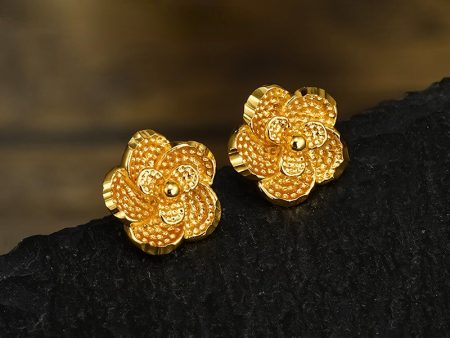 Wholesale Vintage Rose Flower 24K Gold Alloy Earrings Online Sale