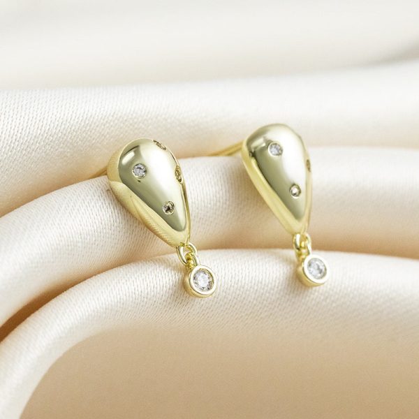 Wholesale 14k Gold Synthetic Gemstone Alloy Earrings Hot on Sale