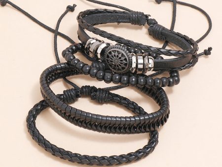 Wholesale Vintage Men s Leather Bracelet Set of 4 Sale