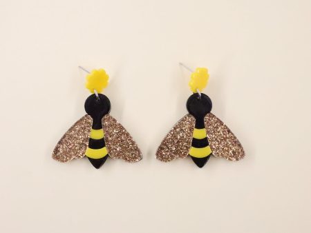 Wholesale Acrylic Vintage Flower Bee Earrings Online now