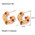 Wholesale 18k Gold Onyx Stone C Shape Earrings Stainless Steel Online Hot Sale