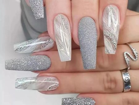 Wholesale Long Ballerina Glitter False Nails Plastic Nail Stickers Hot on Sale