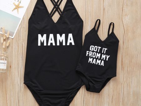 Wholesale Alphabet Parent-child Split Polyester Swimwear Discount