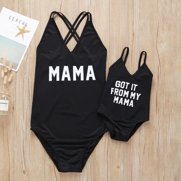 Wholesale Alphabet Parent-child Split Polyester Swimwear Discount