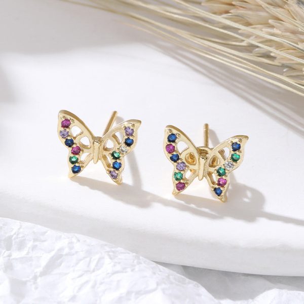 Wholesale 18K Gold Plated Hollow Out Butterfly Copper Earrings Online