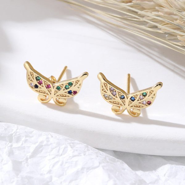 Wholesale 18K Gold Plated Hollow Out Butterfly Copper Earrings Online