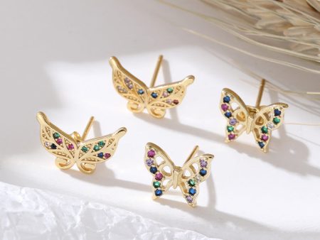 Wholesale 18K Gold Plated Hollow Out Butterfly Copper Earrings Online