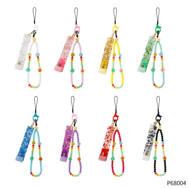 Wholesale Plastic Beaded Acrylic Card Picker Mobile Phone Chain Keychain Online now