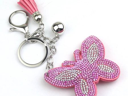 Wholesale Zinc Alloy Diamond Butterfly Keychain Hot on Sale