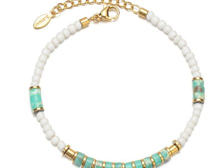 Wholesale 14k Gold Turquoise Stainless Steel Three Colors Beaded Bracelet OLY-BT-HongF001 For Cheap