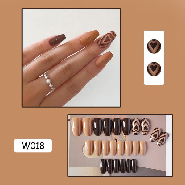 Wholesale Brown Color False Nails Heart Shaped Plastic Nail Stickers For Sale