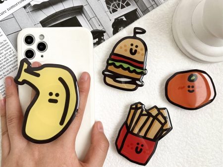 Wholesale Cartoon Banana Burger French Fries Acrylic Airbag Mobile Phone Holder Online