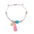 Wholesale Vintage Shell Beaded Pink Tassel Anklet on Sale