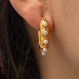 Wholesale 18k Gold Frosted Geometric Pearl Earrings Stainless Steel Online