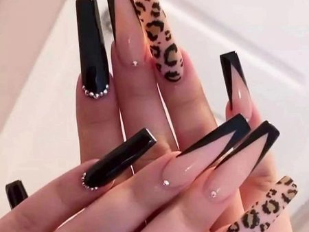 Wholesale Long Ballerina False Nails Leopard Print Plastic Nail Stickers Online