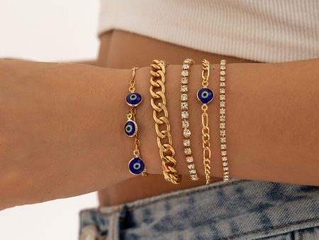 Wholesale Blue Evil Eye Iron Layered Bracelet Set Fashion