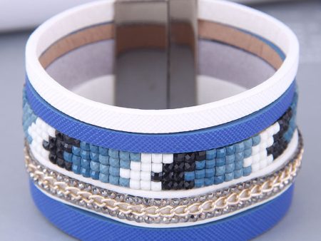 Wholesale Wide Leather Magnetic Buckle Alloy Bracelet Supply