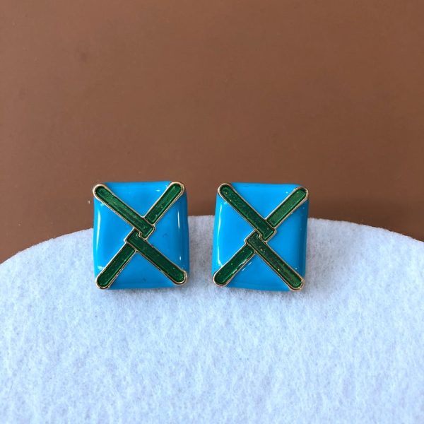 Wholesale Vintage Sky Blue Enamel Alloy Earrings Online now