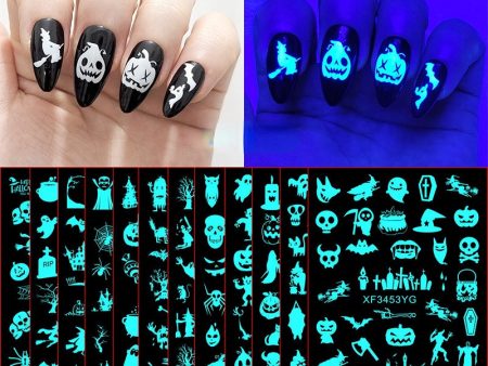 Wholesale Halloween Glow Nail Stickers Set of 12pcs on Sale