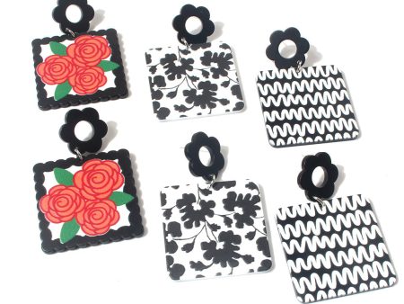 Wholesale Vintage Square Rose Alloy Earrings Sale