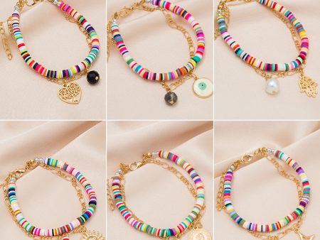 Wholesale Bohemian Colored Clay Multilayered Bracelet Fashion