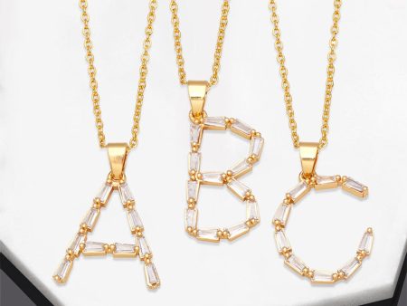 Wholesale Necklace Copper-plated 18K Gold Zircon Letters OLY-NE-AS011 Supply