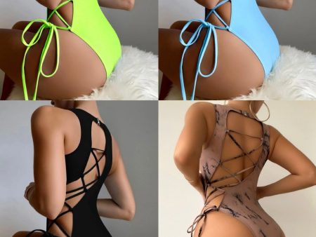 Wholesale Back Hollow Straps Polyester Swimwear on Sale