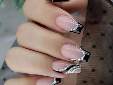 Wholesale Ballet Nail Black Glitter Resin Nail Stickers For Discount