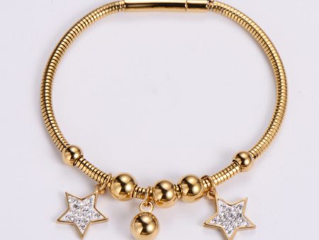 Wholesale Bracelet Stainless Steel 18K Gold Plated Pentagram Rhinestone OLY-BT-AIMILUO002 Online