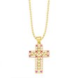 Wholesale Necklace Copper Plated 18K Gold Zircon Diamond Cross OLY-NE-AS010 Hot on Sale