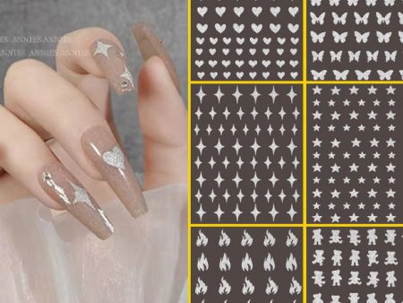 Wholesale Resin Love Bear Butterfly Flame Star Nail Decoration Embossed Sticker Online Hot Sale