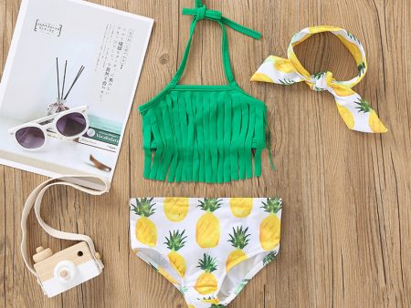 Wholesale Kids Pineapple Two-piece Polyester Swimwear on Sale