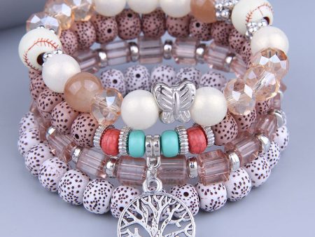 Wholesale Bohemian Multilayer Wooden Beads Alloy Bracelet For Sale