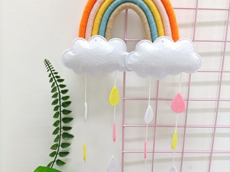 Wholesale Yarn Cloud Raindrop Rainbow Wall Hanging Online Sale