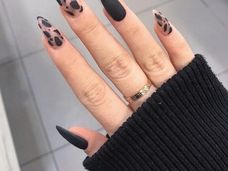 Wholesale White Leopard Black Matte Resin Nail Stickers Hot on Sale