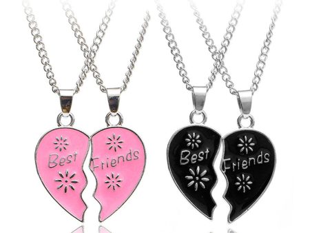 Wholesale Alloy Best Friends Two Petal Little Sun Stitching Heart Necklace Discount