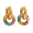 Wholesale 18k Gold Plated Colorful Full Diamond Earrings Stainless Steel Fashion