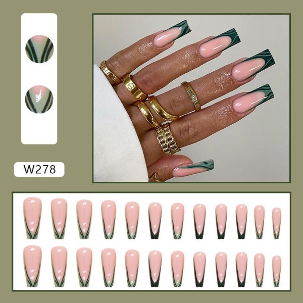 Wholesale French Style Green Stripe Nail Art Patches Sale