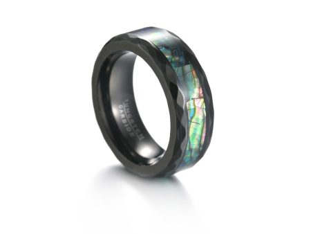 Wholesale  Black Plated Abalone Rings Tungsten Carbide Discount